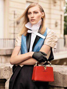 Capucines Mini in rouge carmin taurillon and phython leather